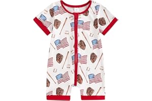 FIOMVA 4th of July Baby Boy Girl Outfits Toddler Baseball Outfit Newborn Romper Infant Jumpsuit American Flag Clothes