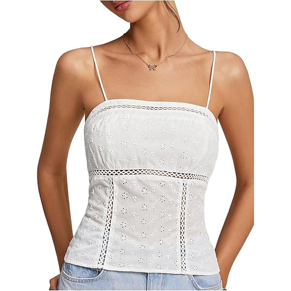 Women Solid Color Camisoles Lace Trim Buttons Sleeveless