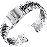 BINLUN Stainless Steel Watch Band Replacement Metal Watch Strap with Double Locking Foldover Clasp for Men Women 18mm 20mm 22mm 24mm 26mm in Silver, Gold, Black, Rose Gold, Two Toned