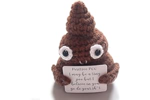 SHUAISHIDAI Positive Poo Crochet Gift with Positive Card, 3 inch Funny Creative Cute Knitting Poo Doll Toys Cheer Up Little Gifts for Friends Party Decoration Encouragement