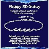 YBISNAIRE Birthday Gifts for Women Mom Wife Grandma Daughter Friend Bestie Sister, Silver Waves Bracelet Gift for Woman Birthday Gifts Ideas, The Waves of Life Gift for Christmas Mothers Day