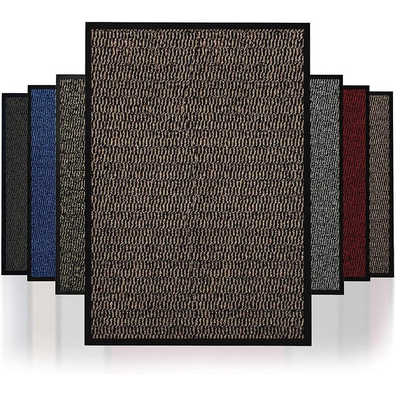FB FunkyBuy Heavy Duty Barrier Mats Non Slip Rubber Mat Floor Mats Kitchen Rugs Washable Light Weight Rubber Multicolor Door Mat (Rust, 40cm x 60cm)