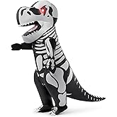Spooktacular Creations Adult Inflatable Dinosaur Costume, LED Eyes Skeleton T-Rex Blow Up Outfit for Cosplay Themed Parties