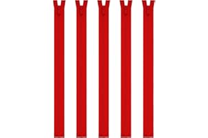 Mandala Crafts #5 Molded Tooth Red Separating Zippers - 24 Inch Heavy Duty Plastic Zippers for Sewing Jackets, Coats, Bags, and Crafts