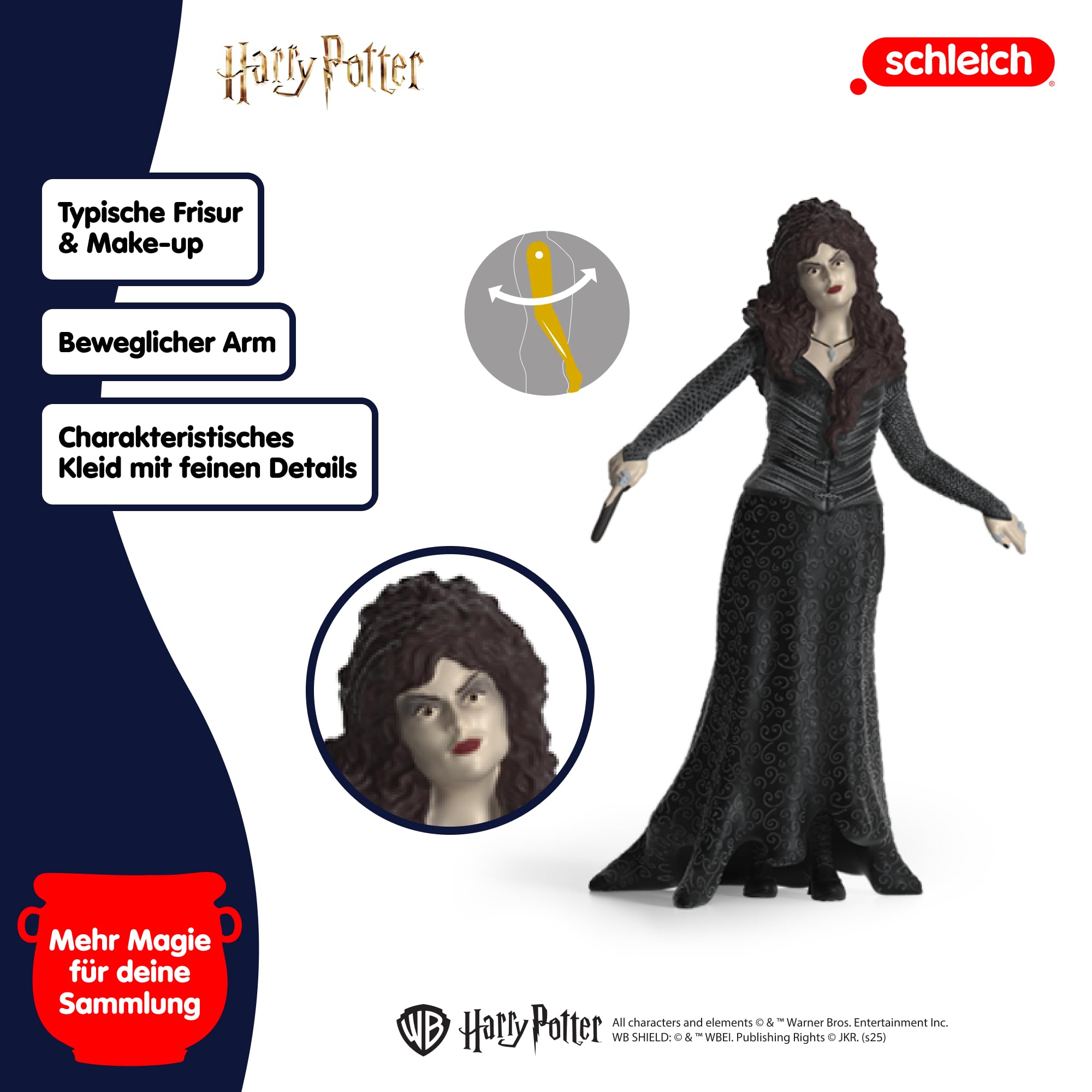 SCHLEICH Harry Potter | Lord Voldemort, Nagini & Bellatrix Lestrange 42684 | 2 bewegliche Figuren & Tierfigur | Sammelfiguren & Geschenk für Kids & Sammler | Spielfiguren ab 6 Jahren | 3-teiliges Set 5