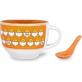 Sanrio Gudetama x Nissin Top Ramen 24-Ounce Ceramic Soup Mug With Spoon | Bowl For Ice Cream, Cereal, Oatmeal | Large Coffee Cup For Espresso, Caffeine, Beverage | Cute Home & Kitchen Decor Essentials