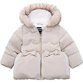 Rokka&Rolla Toddler Girls’ Fleece-Lined Luxe Bow Puffer Winter Coat