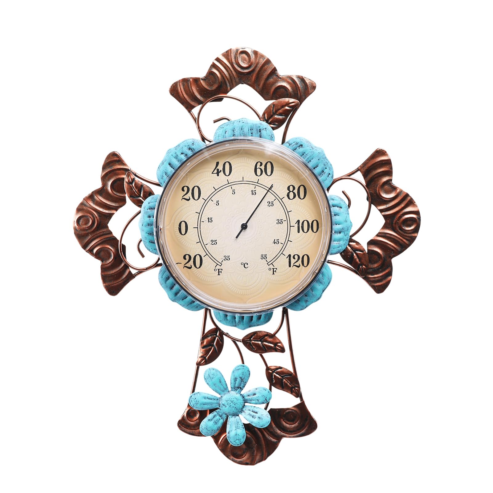 Photo 1 of MUMTOP Outdoor Thermometers for Patio-Indoor Outdoor Wall Thermometer - Solar Led Light Cross and Flower Outside Decorative Temperature for Home or Garden Decor