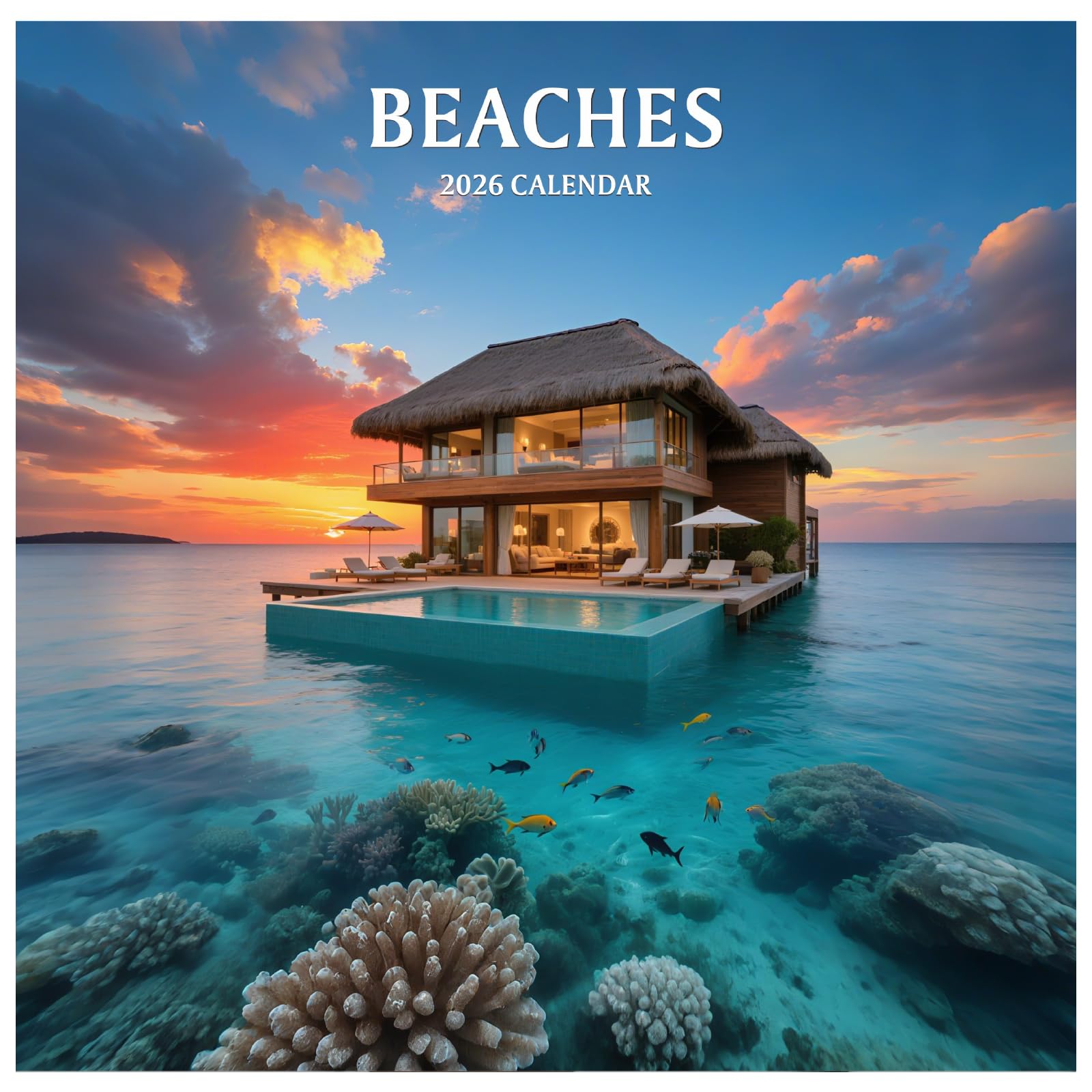 Photo 1 of 2026 Wall Calendar, 12 Months Beaches Calendar 2026 (January-December), 12" x 24" Opened, Nature Landscape Planner for Organizing & Planning, Office, Teacher and Home Supplies, Giftable