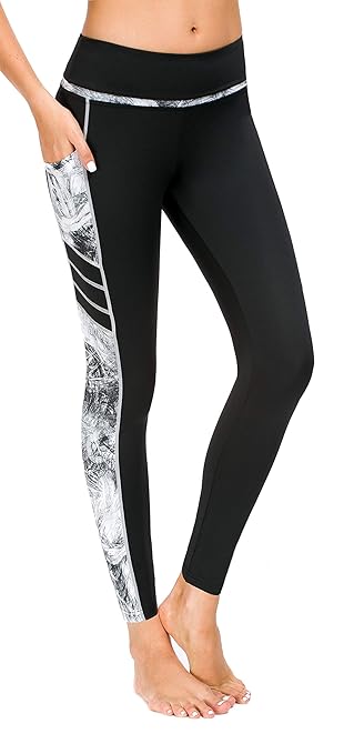 Flatik Damen Sport Leggings (Blickfang 12 Farben) Hohe Taille Fitnesshose Blickdichte Leggins Glanz Training Tights Strech Yo