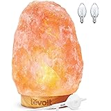 LEVOIT Kana Himalayan Rock Salt Lamp Pink Crystal Hand Carved Hymalain Lamps with Real Rubber Wood Base, Dimmable Touch Switch, Holiday Gift (UL-Listed, 2 Extra Original Bulbs Included)