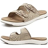 COFACE Womens Sandals Comfortable Orthopedic Orthotic Recovery Ladies Plantar Fasciitis Walking Cushioned Cloud Slip On Slides for Woman