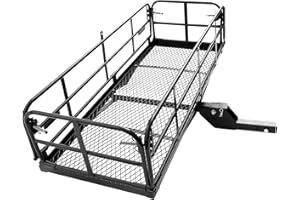 Julymoda 60" x 24" x 14" Hitch Mount Cargo Carrier Folding Cargo Rack Rear Hitch Basket with 510 LB Capacity Tow Hitch Rack T