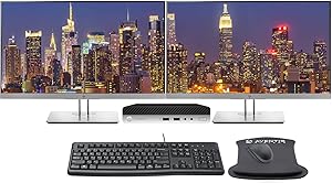 HP ProDesk 400 G5 Desktop Mini PC Bundle with Dual (2) 24" FHD HP E243 Monitors, Keyboard, Mouse, WiFi, Intel Core i5-9500T, 16GB, 500GB NVME SSD, Windows 10 Professional