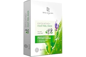 ECCO BELLA Exfoliating Foot Peel Mask for Smooth Soft Touch Feet - 2 Pairs per Box - Peeling away Calluses and Dead Skin Remover. Repair Rough Heels 2 packs - Baby Foot Gel Socks Booties - Natural Aloe Extract