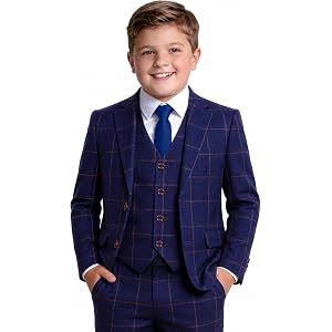 PACOROMANO 7 Piece Boys Suit Set Husky Size with Suspenders