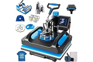 Leomru Heat Press Machine, 8 in 1 Heat Press, 12x15 inch Sublimation T Shirt Pressing Machine, 360-Degree Swing Away Heat Transfer Machine Multifunction Combo for T-Shirt Mugs at Cap