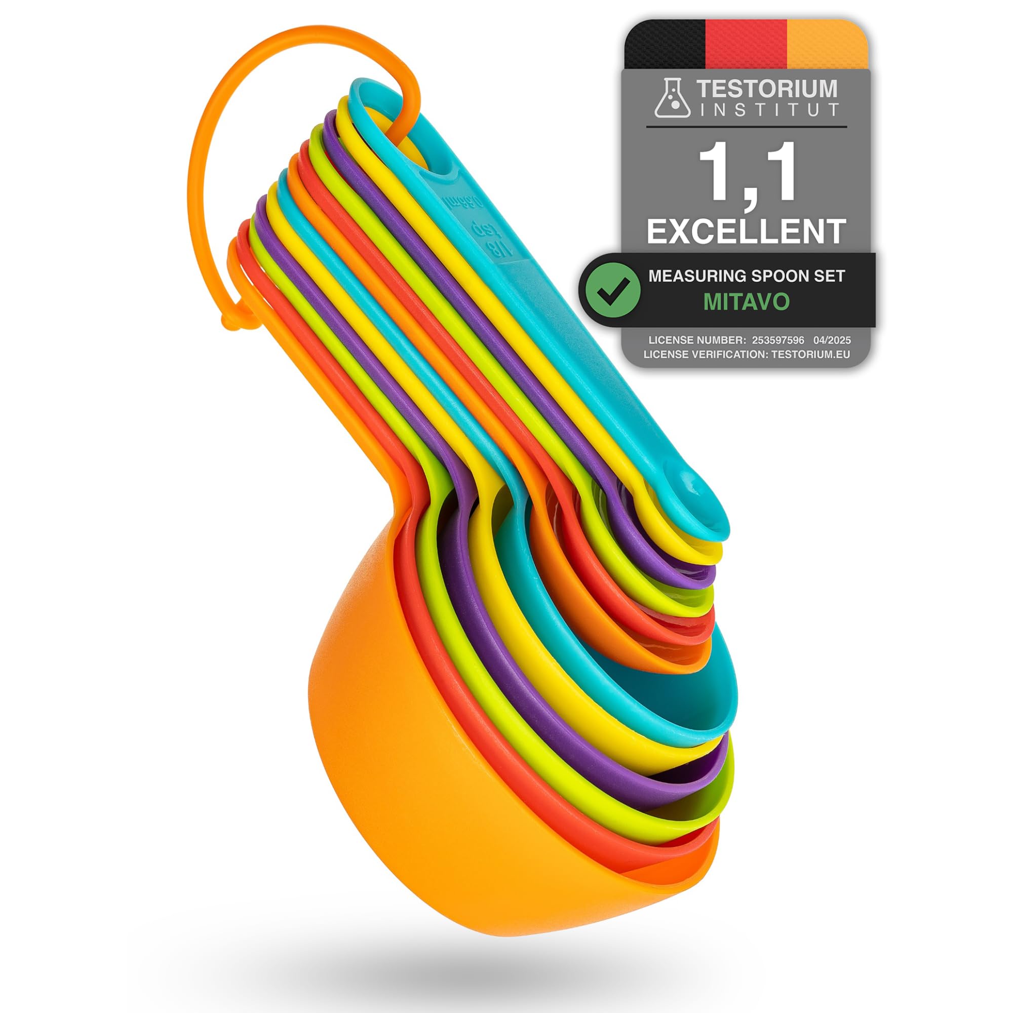 Mitavo 12-Piece Measuring Spoon and Cup Set, Colorful Measuring Cups for Baking & Cooking, for Liquids or Powders (ml, Cups, tbsp, TSP), Stackable Dishwasher Safe Plastic Kitchen Tool