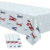 Suhelkit Airplane Party Decorations Tablecloth Boy's Birthday Baby Shower, 3 Pack Disposable Aviation Theme Airplane Birthday Party Supplies Tablecover, 55in x 86in