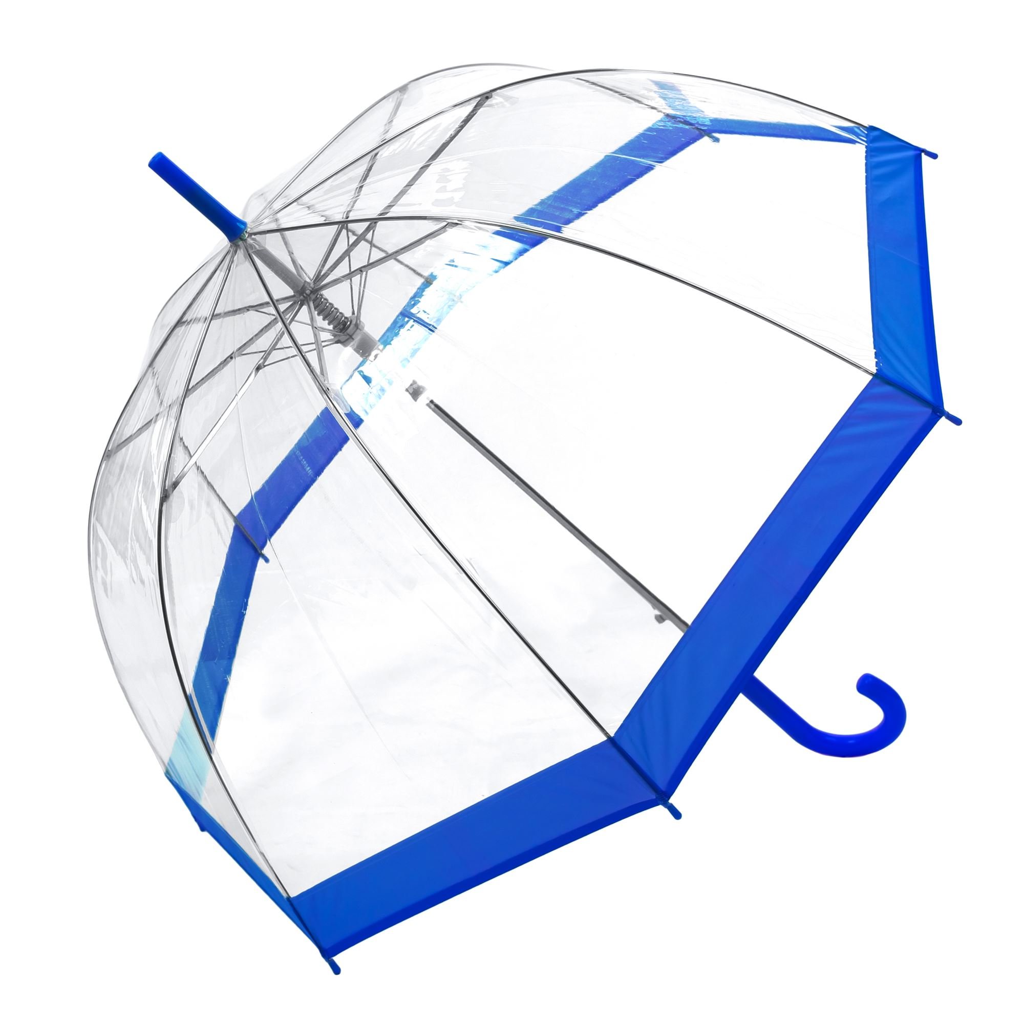 Susino Parapluie Droit ouverture automatique - Transparent avec Bordure Bleue Stick Umbrella, 88 cm, 85 liters, Blue (Bleu)