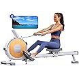 MERACH Rowing Machines for Home, Magnetic Rowing Machine with 16 Levels, Rower Machine of Quiet Resistance, Dual Slide Rail with Max 350lbs Weight Capacity, App Compatible