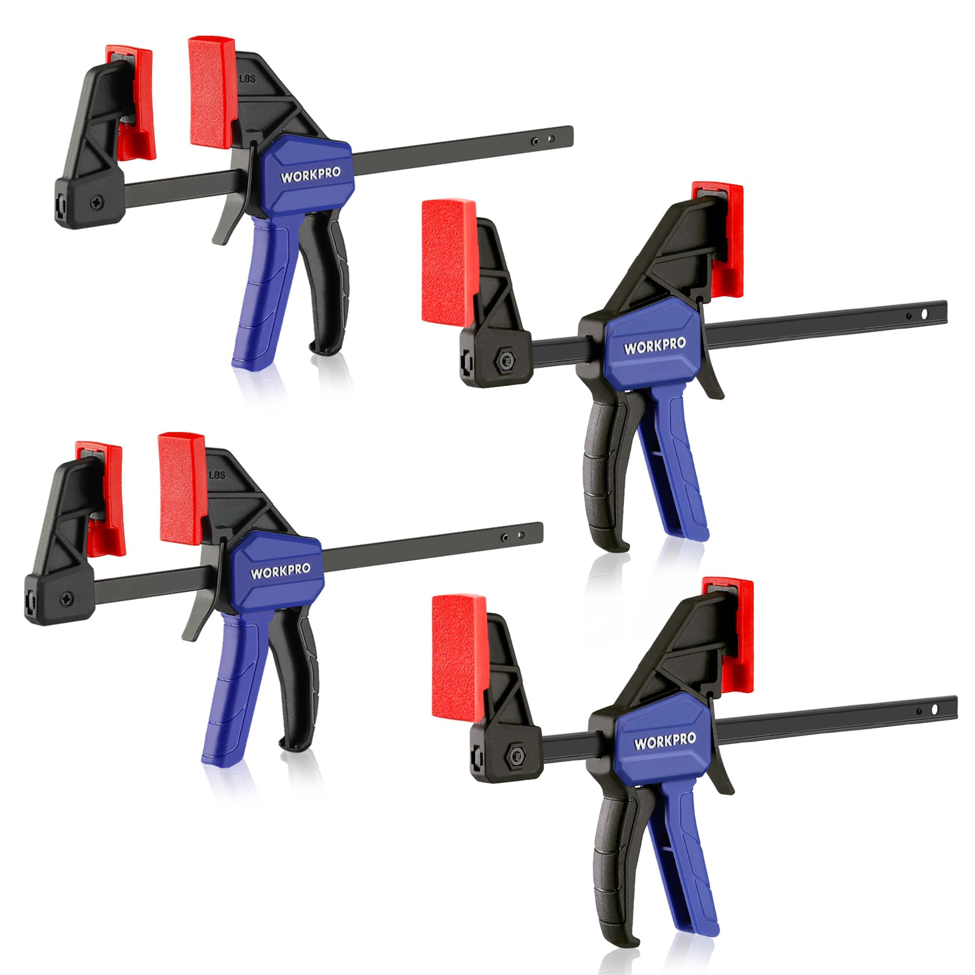 View 1 of WORKPRO 6" Mini Bar Clamps for Woodworking, One-Handed Clamp/Spreader, Wood Clamps Set, Screw Change F Clamps with 50LBS Load Limit, 4 Pack