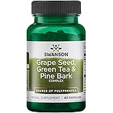 Swanson Grape Seed Green Tea & Pine Bark Complex Health Antioxidant Support Polyphenols OPCS Herbal Supplement 60 Capsules (Caps)