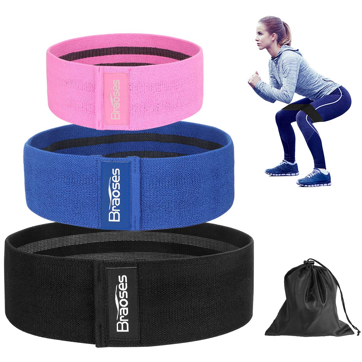 Resistance Bands,Exercise Fitness Loop Band for Legs & Butt,Set of 3