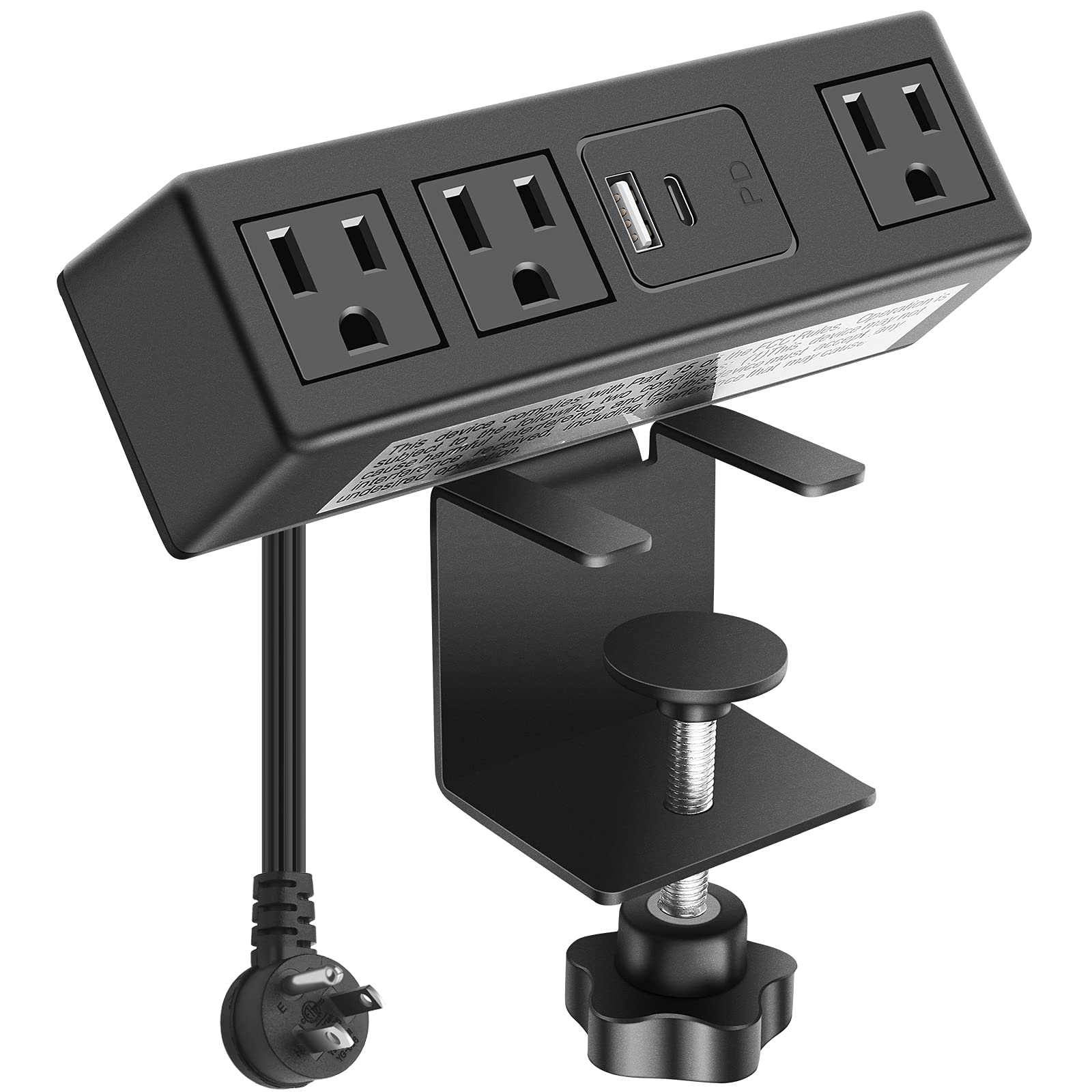Photo 1 of ***MISSING KNOB***
CCCEI Desk Clamp Power Strip with PD 3.0 Fast Charging USB C Port, on Desktop Mount Widely Spaced Outlet 6 FT Flat Plug, Fit 1.6 inch Tabletop Edge Thick, 125V 12A 1500W (Black)