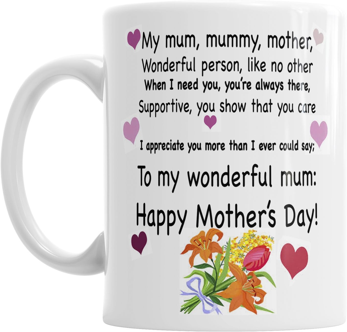 Wonderful Mum Mom Mummy Mothers Day Poem Mug Office Coffee Tea Cup