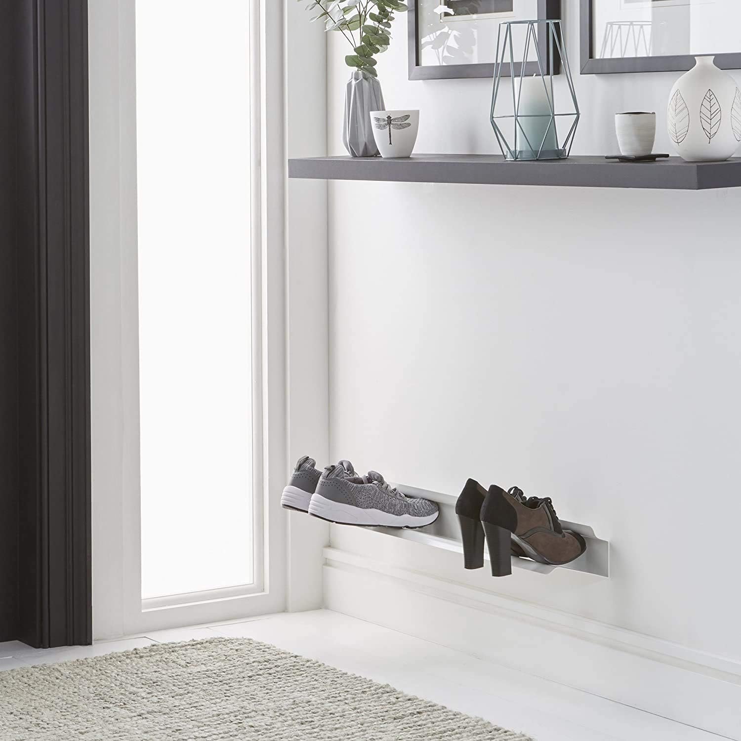 j-me Horizontal Shoe Rack – Wall Mounted Shoe Organiser Keeps Heels, Boots, Trainers & Sandals Off The Floor. A Great Shoe Storage Solution For Your Hallway Or Closet. (White - 70cm) - Image 5