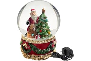Aobaks Large Christmas Snow Globe, 150mm Water Globe, 8 Musical Santa Claus Snow Globes Playing Snowflakes, Led Light Xmas Snow Globes for Kids, Snowglobes