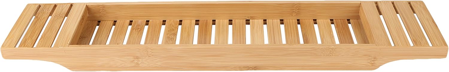 Mind Reader Bathroom Shower Organizer for Shampoo, Soap, Razors, and Much More Bamboo Bathtub Tray, Brown Bath Caddy: Home & Kitchen