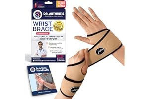 DR. ARTHRITIS Doctor Developed Wrist Brace - Wrist wrap for Carpal Tunnel Arthritis,Tendonitis, Hand Support - Ideal for Fitness, Weightlifting - Handbook included (Nude, 2 Pack)