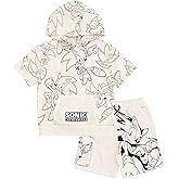 SEGA Sonic the Hedgehog French Terry Pullover Hoodie and Shorts Outfit Set Toddler to Big Kid Sizes (4T - 18-20)