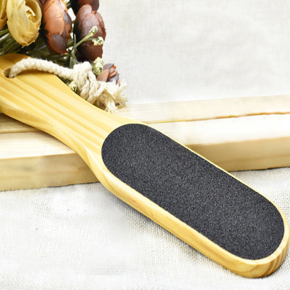 Zinnor Wooden Handle Double Sided Foot Pedicure File Callus Dead Skin Remover Scrubber Tool Pedicure Foot File