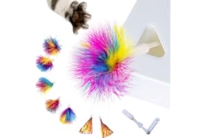 Migipaws Upgrade Rainbow Feather Replacement for Cat Magic Box, 6pcs Rainbow Feather + 2pcs Free Mylar Refills