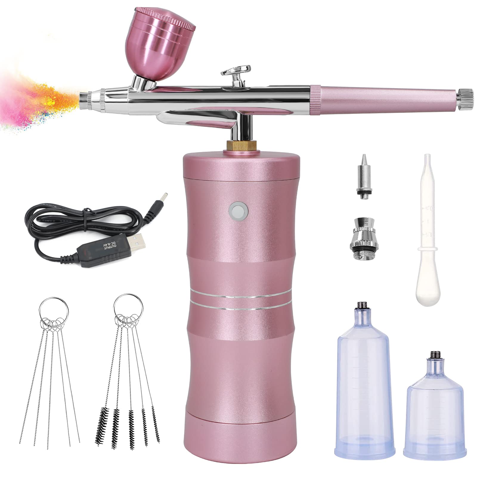 Ykall Airbrush Kit with Air Compressor, Upgraded 34PSI Air Brush Gun Rechargeable Portable Cordless Air Brush Painting with 0.4mm Nozzle for Painting, Nail Art, Tattoo