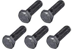 METALLIXITY Hex Bolts (M12-1.25x35mm) 5Pcs, 8.8 Grade Carbon Steel Fully Threaded Black Oxide, Coarse Thread UNC Hex Head Scr