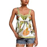 SOLY HUX Women's Tropical Print Camisole Tops Summer Peplum Babydoll Cami Top