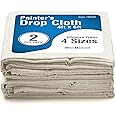 Pack of 2: All Purpose Canvas Drop Cloth Cotton Tarp 4x6 Large Canvas Tarp for Art Supplies, Drop Cloth for Painting Supplies/Paint Canvas Fabric or Couch Cover and Furniture Cover from Paint