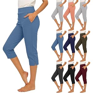 Capri Pants for Women with Pockets Tummy Control High Waisted Yoga Pants | High Waisted Stretchy Sports Wear Capri Pants for