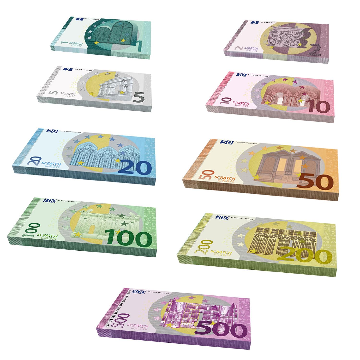 Scratch Lover Mini Bundle Plus 25 x 1, 2, 5, 10, 20, 50, 100, 200 and 500 Scratch Cash, 225 Playing Cards - Playing Money
