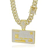 EDINGM Miami Cuban Link Chain for Men, Gold/Silver Plated Diamond Necklace, Iced Out Hip Hop Jewelry Gift
