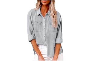 Binmer Womens Cotton Linen Button Down Shirt 2024 Fashion Plus Size Blouse Summer Casual Loose Dressy Short Sleeve Tops S-5XL