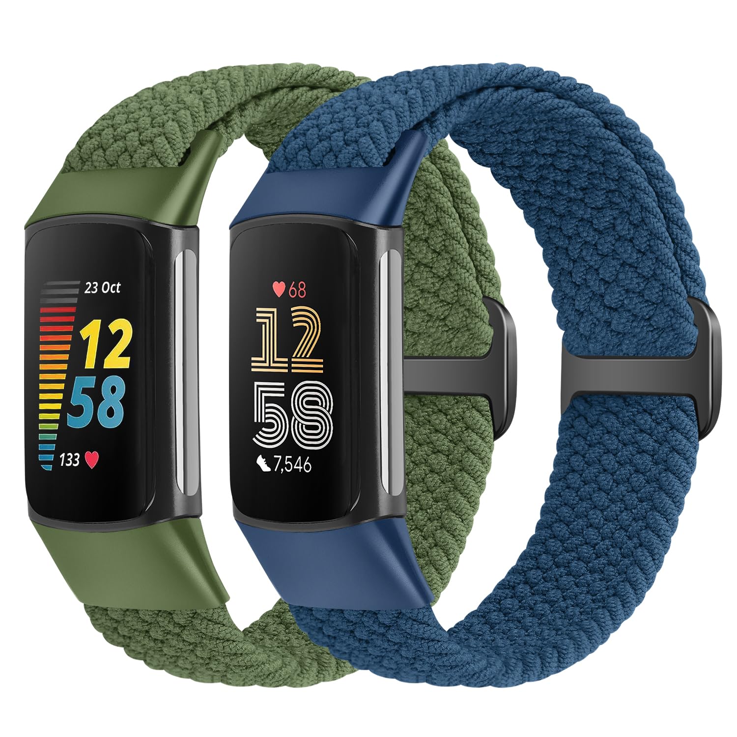 SHIJZWD Elastic Braided Straps Compatible with Fitbit Charge 5/6, Breathable Adjustable Stretchy Nylon Loop Replacement Bands for Fitbit Sport Strap for Women & Men