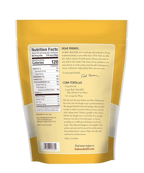 BOB’S RED MILL GOLDEN MASA HARINA CORN FLOUR, 22OZ (PACK OF 4) – VEGAN, KOSHER