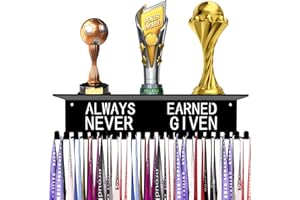 Dafftos Medal Hanger Ribbon Holder Display Shelf Medals Wall Metal Trophy Rack Organizer Frame Awards Ribbon Cheer Gymnastics Soccer Softball Runner Custom Hold Medals Easy to Install