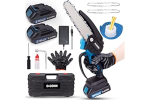 O-CONN Mini Chainsaw Cordless 6 Inch Handheld Chain Saw with Security Lock & Auto Oiler System, Portable Electric Small Chainsaw for Tree Branches, Courtyard, Household & Garden