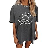 Oversized Tshirts for Women Wildflower Graphic Tees Summer Short Sleeve Casual Loose Fit Tee Tops
